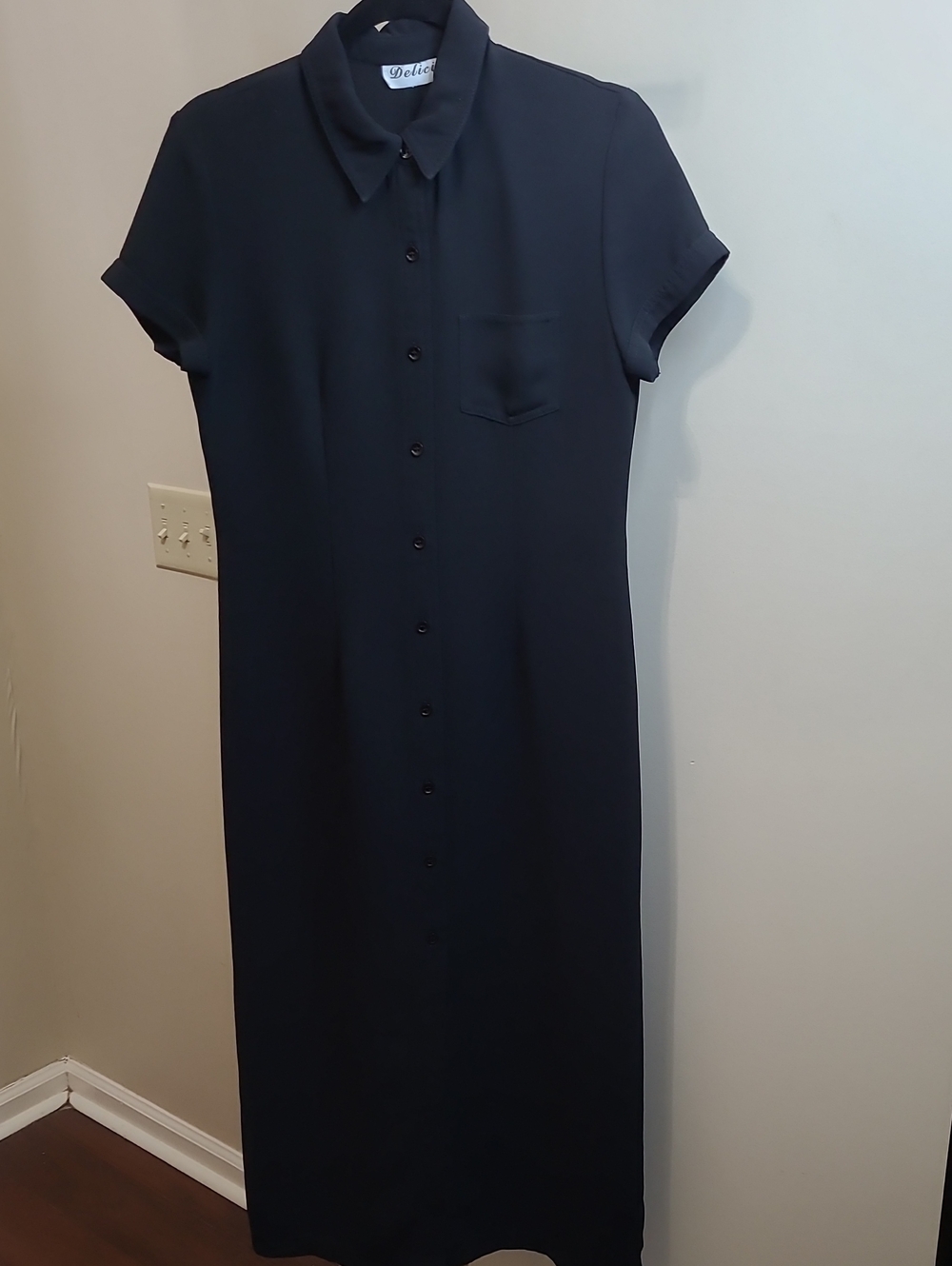 Delicia Black Button Front Maxi Dress. Size tag Missing - See Measurements